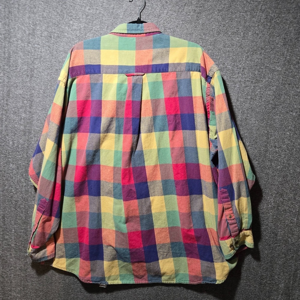 ORVIS AUTUMN PLAID MULTI-COLOR MENS FLANNEL BUTTON SHIRT 100% COTTON 2XL - Picture 6 of 7